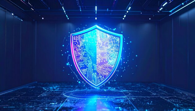 Cybersecurity Shield: Digital Network Protection Visualization