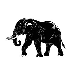 Fototapeta premium Powerful Vector Silhouette of an African Elephant in Majestic Striding Pose
