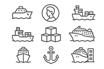 Road sign collection of thin line icons with editable stroke, perfect for web design, books, cards, apps, vector cartoon illustration, transparent background, ordered set 1