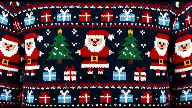 Christmas Sweater with Santa and Tree Design for Holiday Celebrations and Festive Cheer