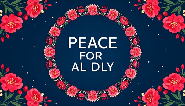 Decorative floral wreath around text "Peace for AL DLY