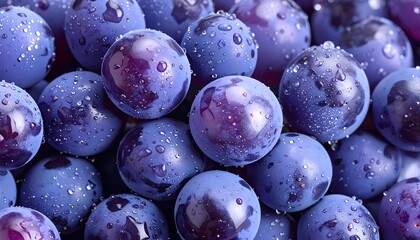 Close-up of purple grapes with water droplets (1)
