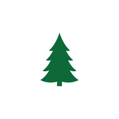 Fototapeta premium Green pine tree silhouette isolated on white background