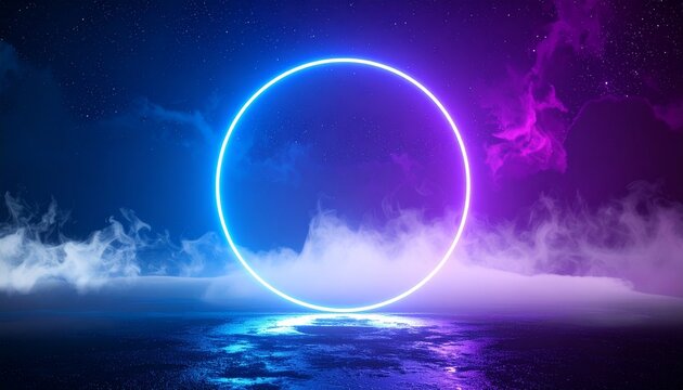 Luminous Neon Circle Interface Futuristic Background