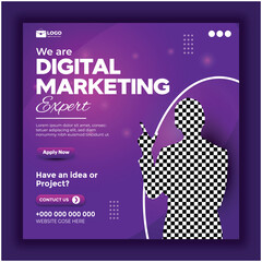 Digital marketing expert social media post template for business promotion campaign