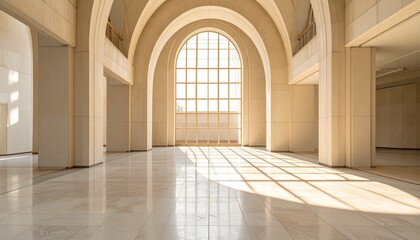Fototapeta premium Modern Gallery Interior with Archways and Sunlight