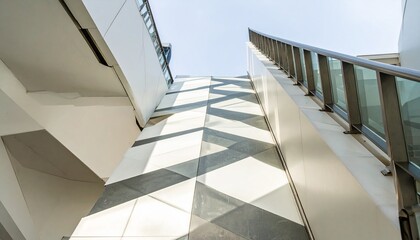 Fototapeta premium Abstract Architectural Design with Triangular Skylight and Metal Ladder