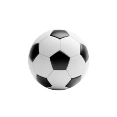 Fototapeta premium Pristine classic black and white soccer ball, hexagonal and pentagonal panels, crisp seams, perfectly inflated, isolated on a transparent seamless background with copy space, sports branding concept