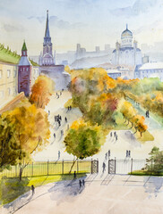 View of the Moscow Kremlin in summer