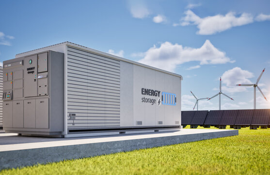 Energy storage system or battery container unit with solar panels for smart city