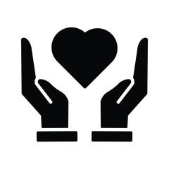 Obraz premium A minimalist graphic illustration depicting two hands gently cupping a heart symbol, embodying themes of love, care, compassion, health, charity, and human connection