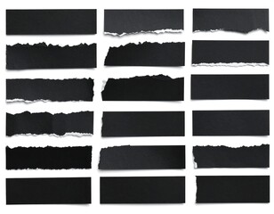 Torn black paper strips
