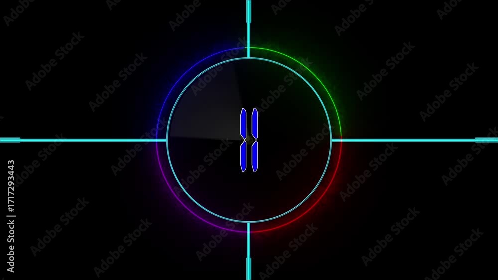 Poster digital text countdown 16 sec to 0 sec timer. neon circle and radar hud animation. digital timer tar