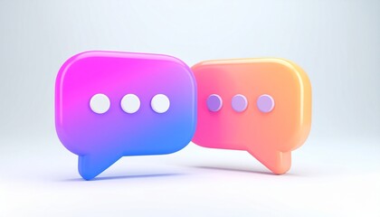 Two 3D Gradient Speech Bubbles on White Background