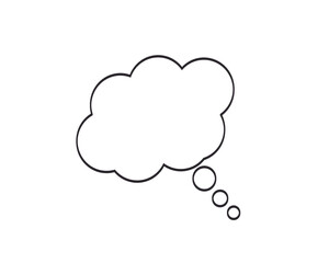 Blank thought bubble outline icon for text, ideas, and comic design. Perfect for speech balloons, brainstorming, creativity projects, and educational materials. Great for comics, doodles, 