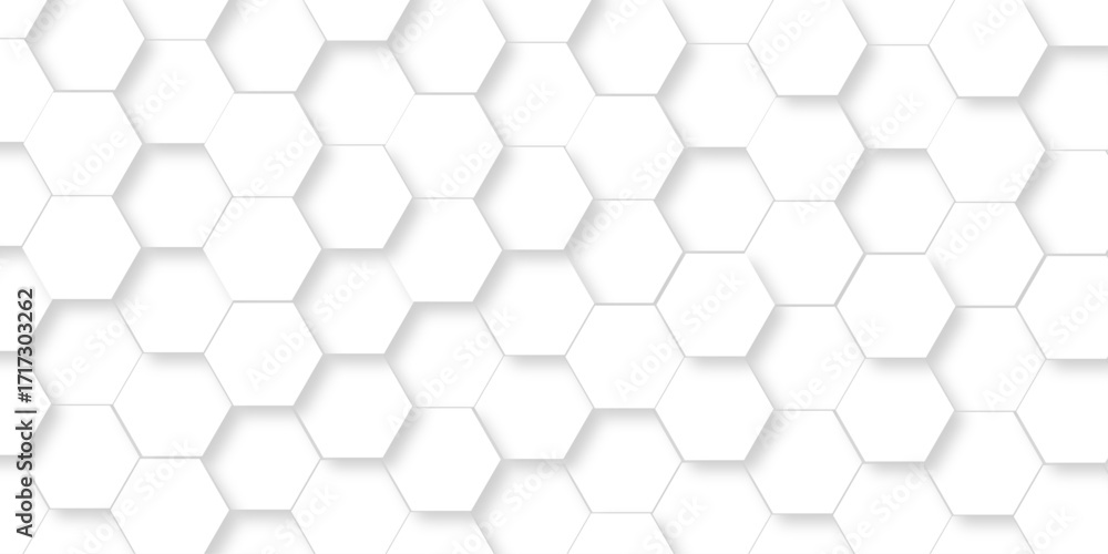 Fototapete abstract pattern hexagonal white technology line paper background. hexagonal grid tile mosaic struct