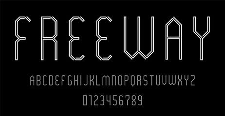 Set of alphabets font letters and numbers modern abstract design with line maze concept vector illustration