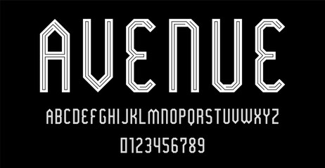 Set of alphabets font letters and numbers modern abstract design with line maze concept vector illustration