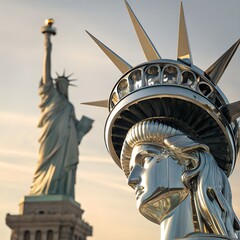 Statue of Liberty sculpture in Paris city landmark