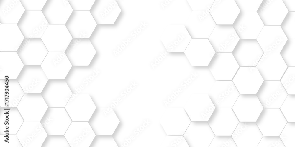 Poster abstract pattern hexagonal white technology line paper background. hexagonal grid tile mosaic struct