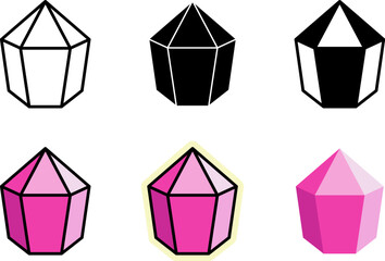 Crystal Icons Set Monochrome and Colorful Variations
