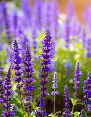 Obraz premium Close-up of vibrant purple salvia flowers