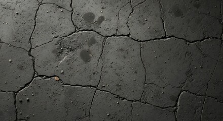 Obraz premium Close-up view of cracked, dark gray pavement.