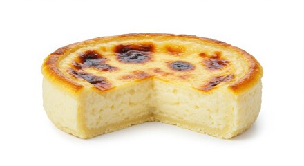 Pastel de choclo corn pudding dessert version isolated on white background for food photography and dessert display purposes