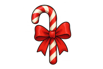 Candy cane with red ribbon, a classic christmas treat celebrating holiday spirit and winter cheer, transparent background