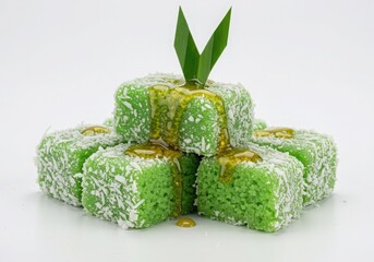lopis green glutinous rice cakes coated in grated