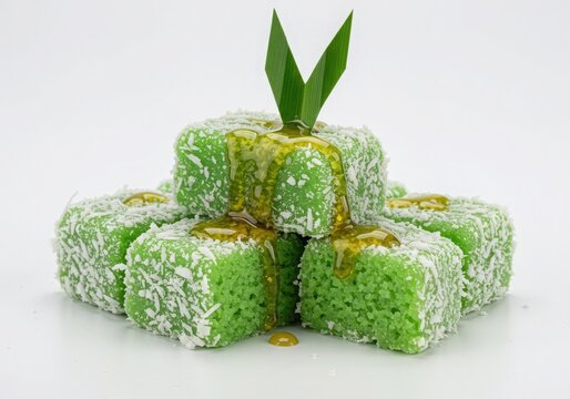 lopis green glutinous rice cakes coated in grated