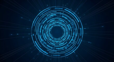 Abstract digital art with blue and green swirls creating a futuristic spiral vortex pattern