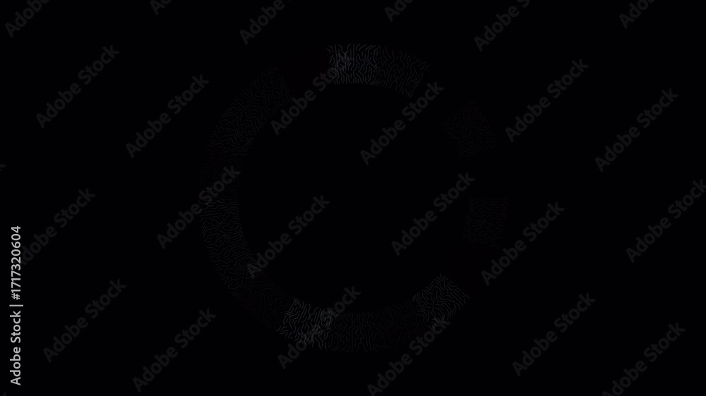 Poster abstract geometric pattern with swirling motion and light effects.
