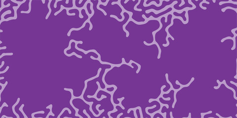 Seamless violet floral vector pattern design with a purple tree and pink background element. Abstract turing organic wallpaper. squiggle pattern. Creative coding computational design.