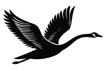 swan flying silhouette vector icon design
