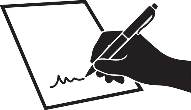Hand Signing Paper Signature Solid Silhouette Icon