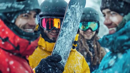 People skiing together in a winter wonderland scene, great for promoting outdoor activities or winter sports