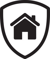 Shield with House Insurance Solid Black Silhouette Icon