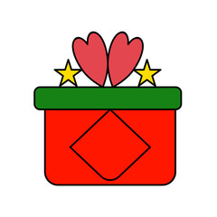 Open gift related icons set isolated on white background flat vector illustration