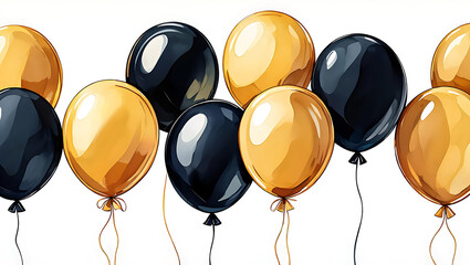 Elegant Gold and Black Balloons for Celebration or Party Background Image with Modern Artistic Flair Perfect for Invitations