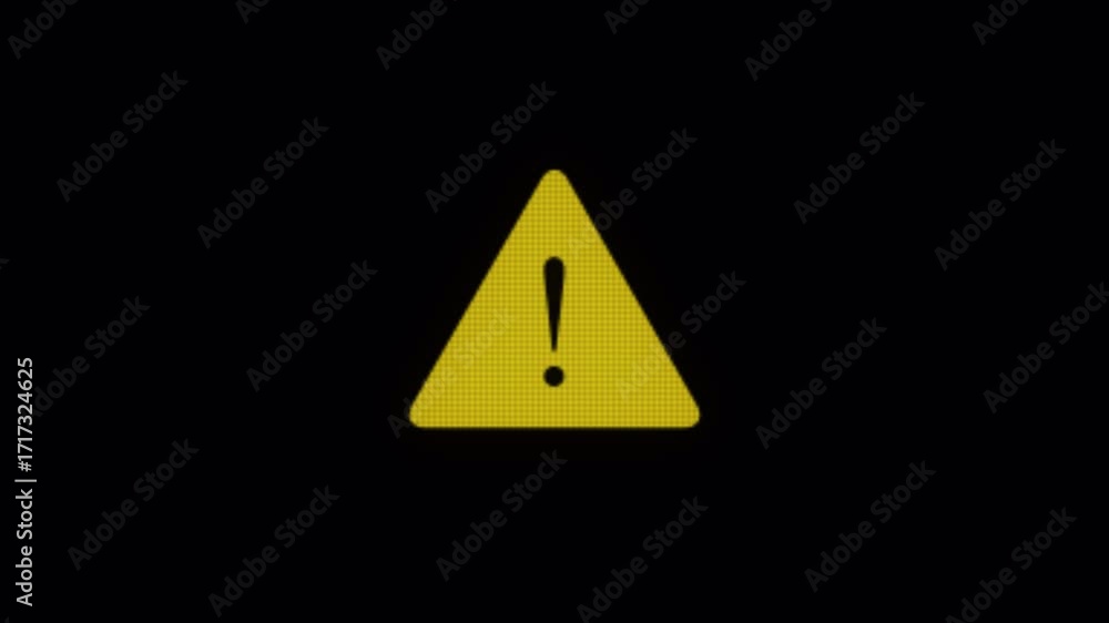 Poster animated yellow warning triangle sign with exclamation mark.