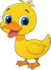 Fototapeta premium Cute Cartoon Duck Illustration | Adorable Yellow Duckling Clipart