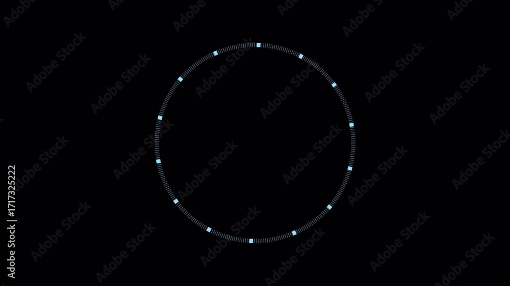 Poster circular pattern of dots on black background.