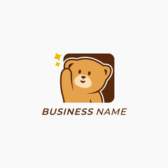 design logo creative teddy bear and star