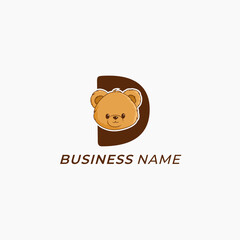 design logo creative teddy bear and letter D