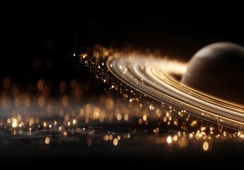 Cosmic Planet with Luminous Golden Rings.