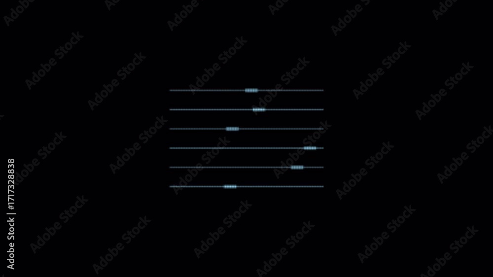 Poster futuristic digital interface with data processing sliders animation.