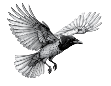Abstract Minimalist Crow Outline T-Shirt PNG