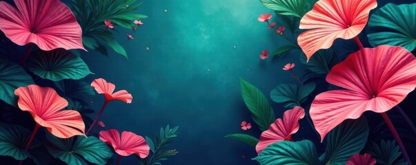 Coral backdrop, vibrant Dragon Tail Monstera leaves , foliage, closeup, leaf