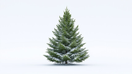 Fototapeta premium A lush evergreen tree adorned with snow, showcasing winter's tranquil beauty on a bright day Generative AI